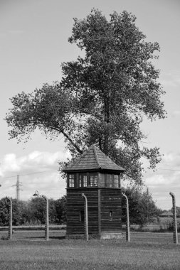 AUSCHWitz BIRKENAU POLAND - 09: 17: Auschwitz I toplama kampı mirador, Polonya 'da Üçüncü Reich tarafından kurulan ve yönetilen bir Alman Nazi toplama kampı ve imha kampı ağı..