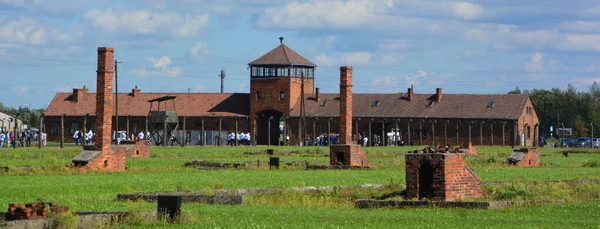 Auschwitz Birkenau Poland Auschwitz Concentration Camp Entrance Network German Nazi — стоковое фото