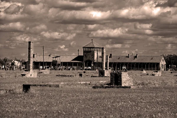 Auschwitz Birkenau Poland Entrada Campo Concentración Auschwitz Era Una Red —  Fotos de Stock