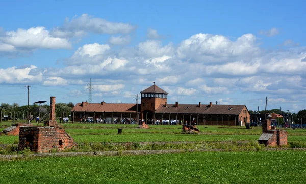 Auschwitz Birkenau Poland Auschwitz Concentration Camp Entrance Network German Nazi — стоковое фото