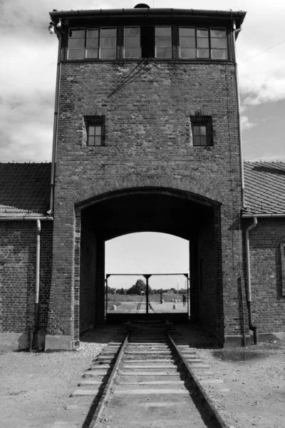 Auschwitz Birkenau Poland Entrada Campo Concentración Auschwitz Fue Una Red — Foto de Stock