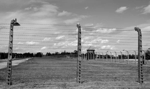 Auschwitz Birkenau Poland Auschwitz Mirador Campo Concentração Era Uma Rede — Fotografia de Stock