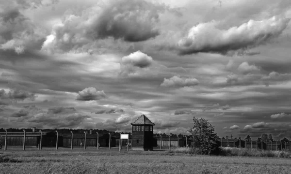 Auschwitz Birkenau Poland Auschwitz Mirador Campo Concentração Era Uma Rede — Fotografia de Stock