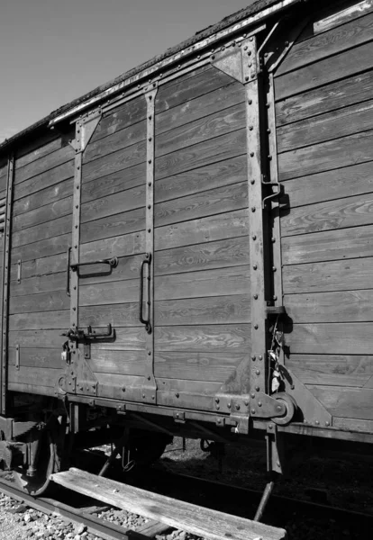 Auschwitz Birkenau Poland Vagón Concentración Auschwitz Era Una Red Campos — Foto de Stock