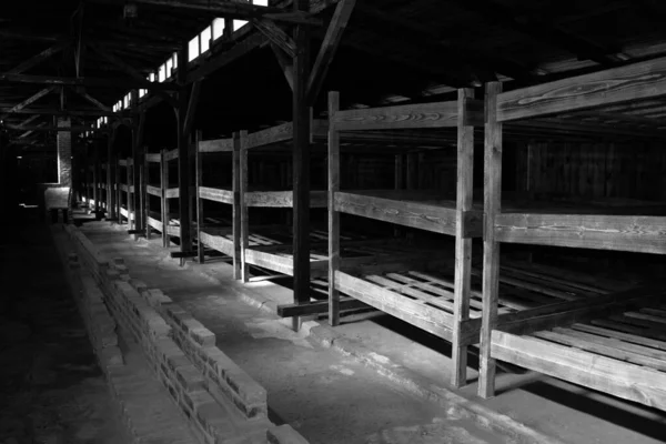 Auschwitz Birkenau Polska Sypialnia Baraku Wewnętrznego Obozu Koncentracyjnego Była Siecią — Zdjęcie stockowe