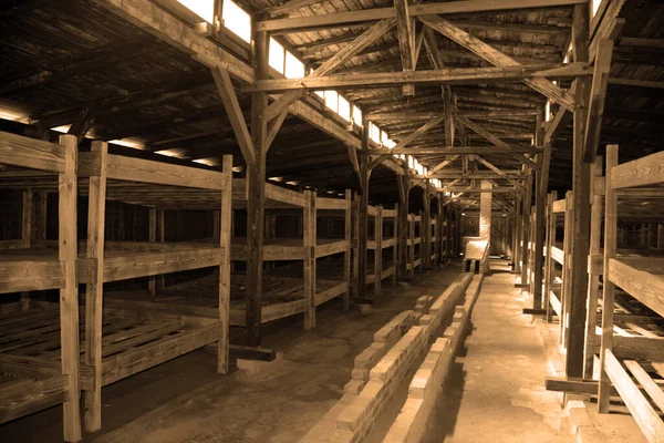 Auschwitz Birkenau Poland Cuartel Interior Del Campo Concentración Era Una —  Fotos de Stock