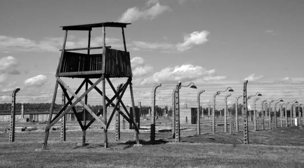 Auschwitz Birkenau Polsko Mirador Německého Nacistického Koncentračního Vyhlazovacího Tábora Světového — Stock fotografie