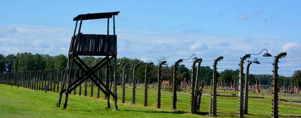 Auschwitz Birkenau Πολωνια Mirador Του Γερμανικού Ναζιστικού Στρατοπέδου Συγκέντρωσης Και — Φωτογραφία Αρχείου