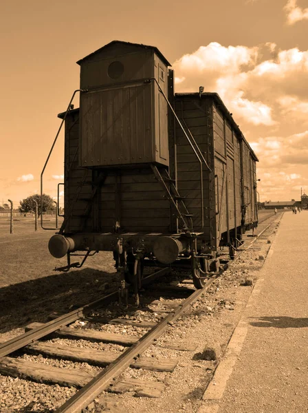 Auschwitz Birkenau Poland Auschwitz Concentration Train Wagon Network German Nazi — стоковое фото
