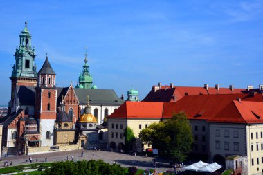 KRAKOW POLAND - 09: 14: 17 Wawel Kalesi bir kale ikametgahıdır. Kral III. Kaşmir 'in emriyle inşa edildi. Kale, Polonya 'nın en büyüklerinden biri.