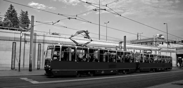 Kracow Polska Tramwaje Krakowie Tramwaje Komunikacji Miejskiej Krakowie Tramwaj Jest — Zdjęcie stockowe