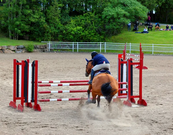 Bromont Canada Juli 2021 Onbekende Ruiter Paard Het Olympisch Park — Stockfoto