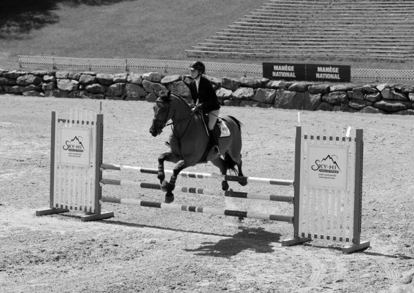 Bromont Canada Luglio 2021 Cavaliere Sconosciuto Cavallo Parco Olimpico Montreal — Foto Stock