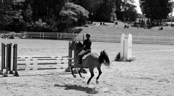 カナダのブロモント 7月2021 馬術1976モントリオールオリンピック公園で馬に乗って知られていないライダー — ストック写真