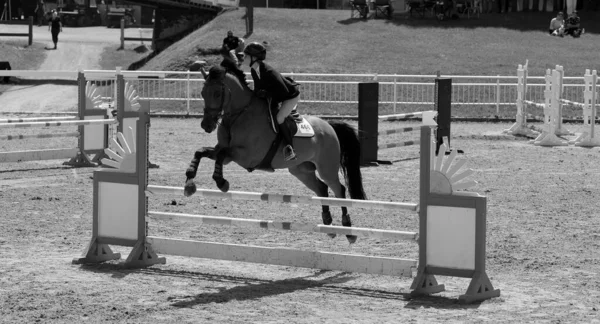 Bromont Canadá Julho 2021 Cavaleiro Desconhecido Cavalo Parque Olímpico Equestre — Fotografia de Stock