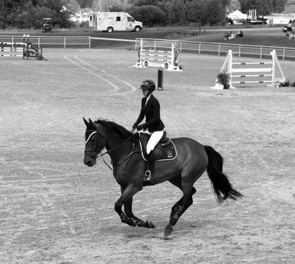 Bromont Canadá Julho 2021 Cavaleiro Desconhecido Cavalo Parque Olímpico Equestre — Fotografia de Stock