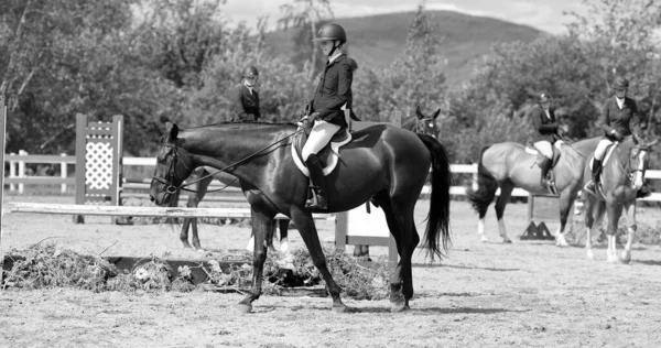 Bromont Canadá Julho 2021 Cavaleiro Desconhecido Cavalo Parque Olímpico Equestre — Fotografia de Stock