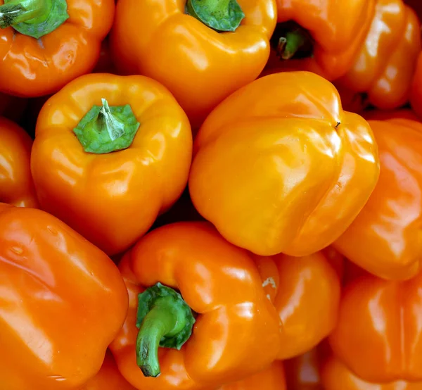 Capsicum Poivrons Jaunes Orange Bio Frais Exposé Vente Magasin Départemental — Photo