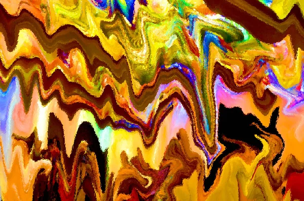 光沢のある光沢のある表面や鮮やかなガラスに波状の輝く色パターンを持つ抽象的な背景 — ストック写真