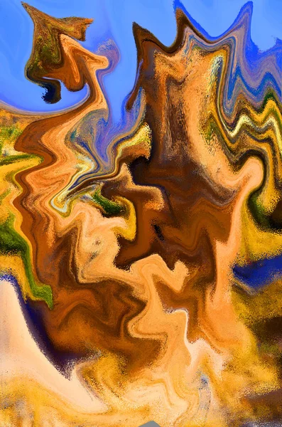 Αφηρημένο Φόντο Κυματιστό Αφρώδες Μπλε Πορτοκαλί Χρώμα Μοτίβο Γυαλιστερή Επιφάνεια — Φωτογραφία Αρχείου