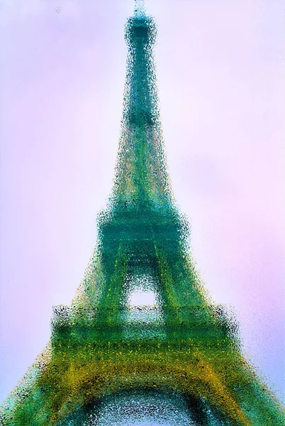 Psychedelischer Eiffelturm Hintergrund Mit Farbmuster Auf Glänzender Oberfläche Oder Brillantem — Stockfoto