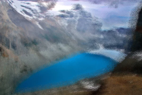 Psychedelischer Monte Fitz Roy Hintergrund Mit Farbmuster Auf Glänzender Oberfläche — Stockfoto