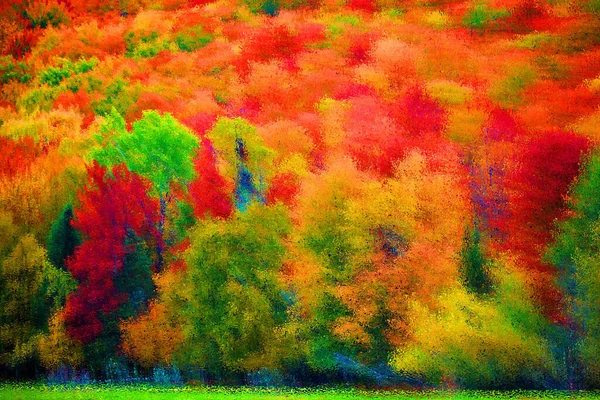 Fondo Paisaje Otoño Psicodélico Con Patrón Colores Superficie Brillante Brillante — Foto de Stock