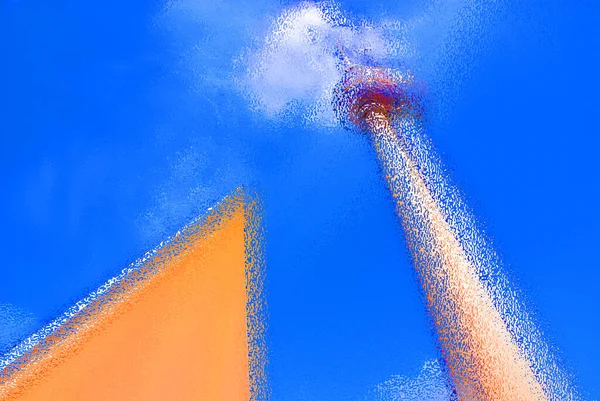 Abstract Colorful Blurred Picture Communication Tower — Stockfoto