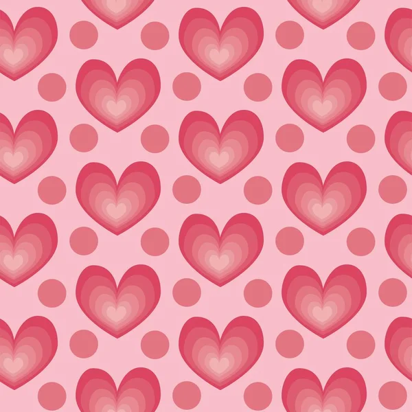 Love Hearts Spots Seamless Pattern — Stock Vector