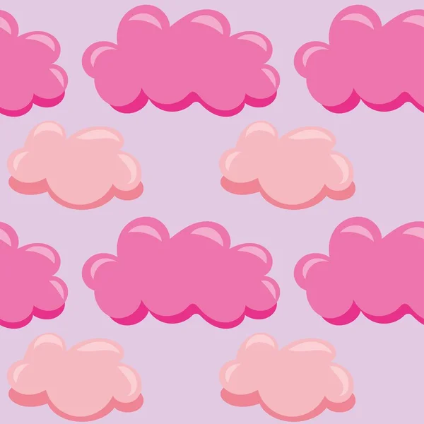 Roze Wolk Vorm Paarse Achtergrond Naadloos Patroon — Stockvector