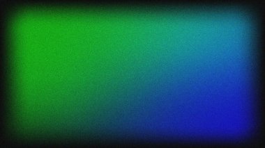 Mavi ve yeşil, siyah sınır gradyanı var. Gürültülü ses efekti, soyut arka plan. Web afişi poster tasarımı için gradyan soyut arkaplan, tahıl dokusu efekti, kopyalama alanı, arkaplan.