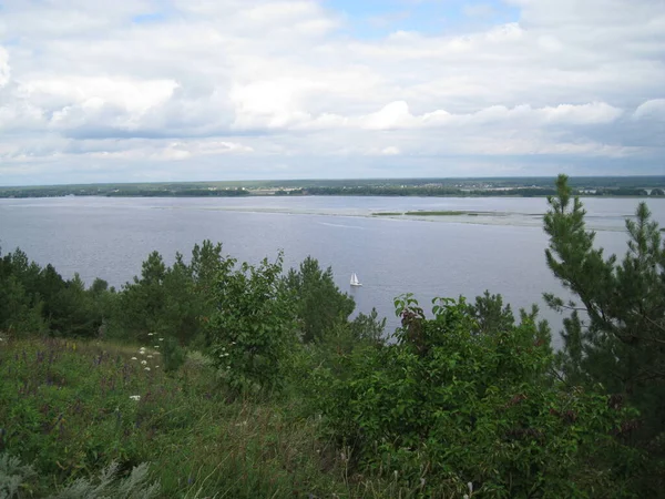 Vitt Segel Den Stora Dnepr Floden — Stockfoto