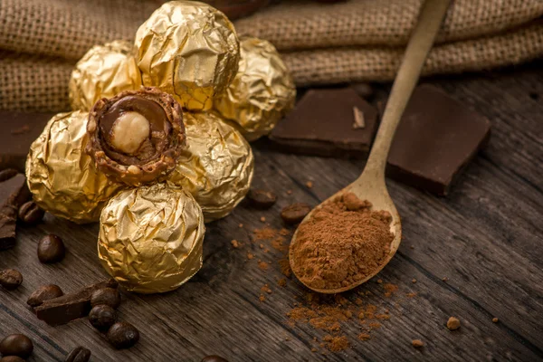 Italské čokoládové bonbony s dekorace Stock Snímky