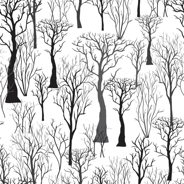 Бесшовный фон с силуэтами деревьев. Векторные иллюстрации — стоковый вектор
