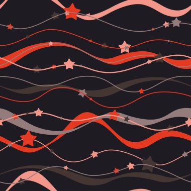 Yıldız ile dalgalı çizgiler. Sorunsuz vektör desen