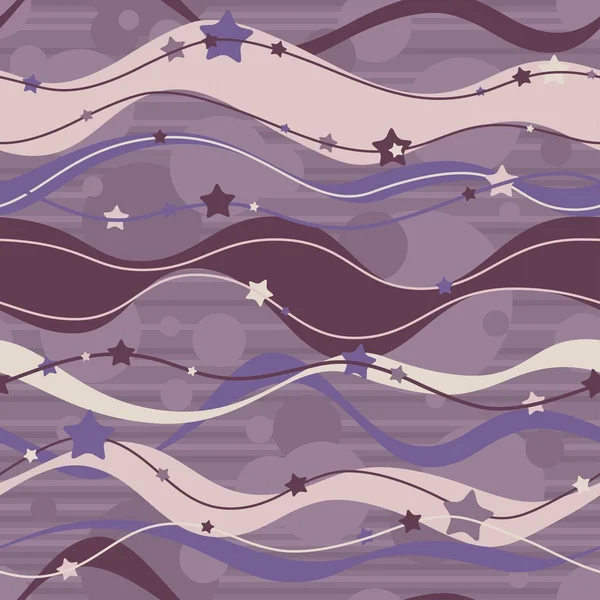 Des lignes ondulées avec des étoiles. Modèle vectoriel sans couture — Image vectorielle