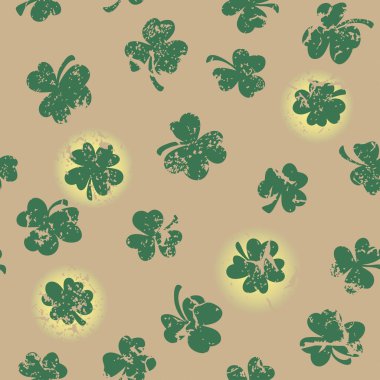 St. Patrick'ın gün kesintisiz arka plan yonca ile. Vektör illus