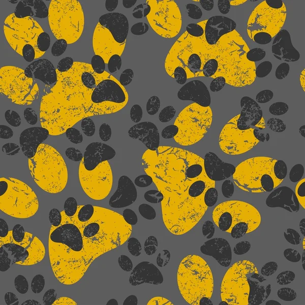 Patrón sin costura vectorial con huellas de gato o perro. Lindo colorfu — Vector de stock