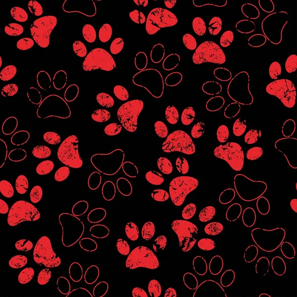 Patrón sin costura vectorial con huellas de gato o perro. Lindo colorfu — Vector de stock