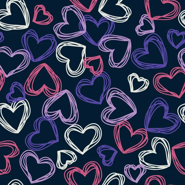 Corazones patrón sin costuras. Ilustración vectorial — Vector de stock