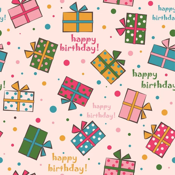 Sömlös festliga mönster med gåvor. Happy Birthday vektor illustrationer — Stock vektor