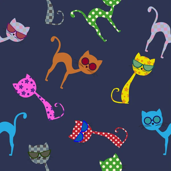 Gato colorido com glasses.Seamless padrão — Fotografia de Stock