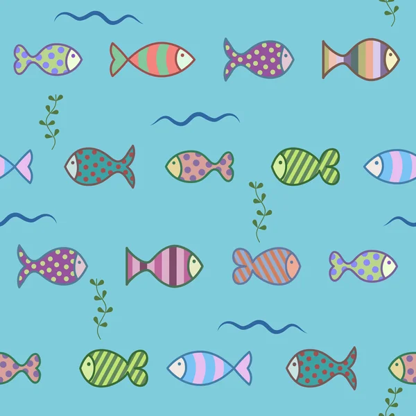 鱼类和藻类在水模式 — 图库矢量图片