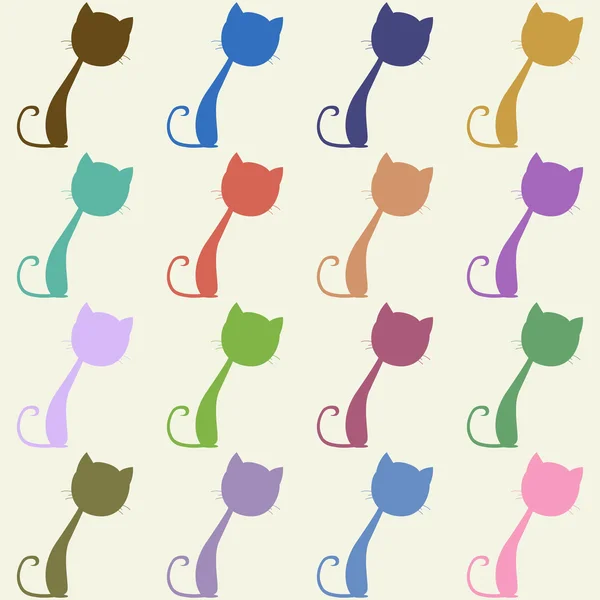 Gatos coloridos, padrão sem costura —  Vetores de Stock