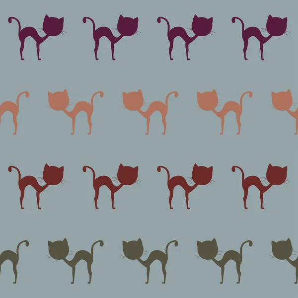Gatos coloridos, patrón sin costuras — Vector de stock
