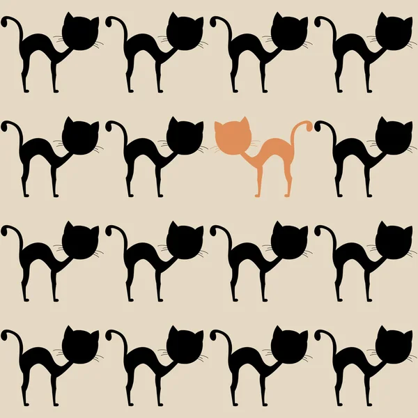 Chat noir et orange, motif sans couture — Image vectorielle