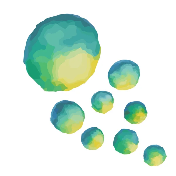 Aquarelle cercles peints. Bleu et jaune . — Image vectorielle