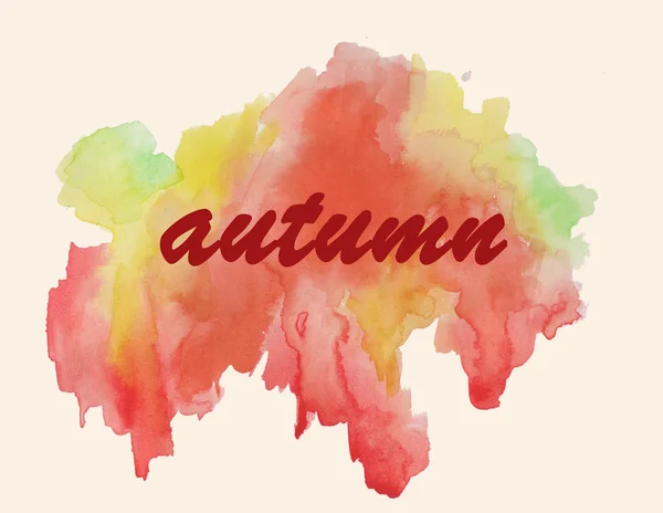 Inscription autumn. Card. Watercolor — Stock Photo, Image