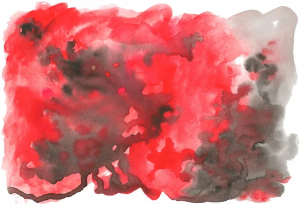 Abstrakter handgezeichneter rot-schwarzer Aquarellfleck — Stockfoto