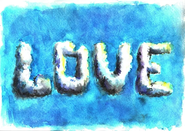 Abstrato mão desenhada aquarela letras "AMOR" das nuvens — Fotografia de Stock